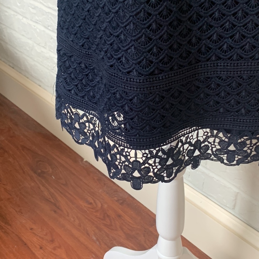 Loft Navy Blue Lace Overlay Sleeveless Dress - Picture 4 of 9